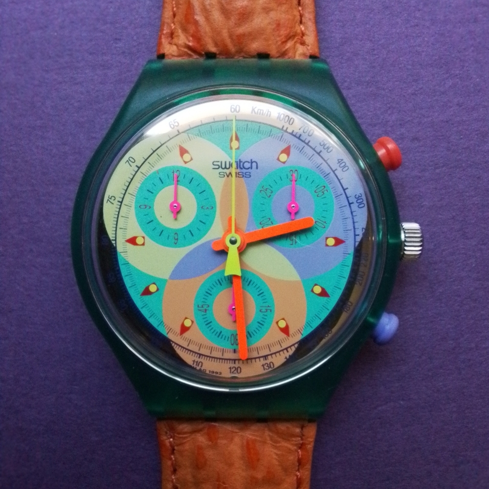 Vintage 1993 Swatch Watch Chrono SCL102 Sound Mint in Box and Working